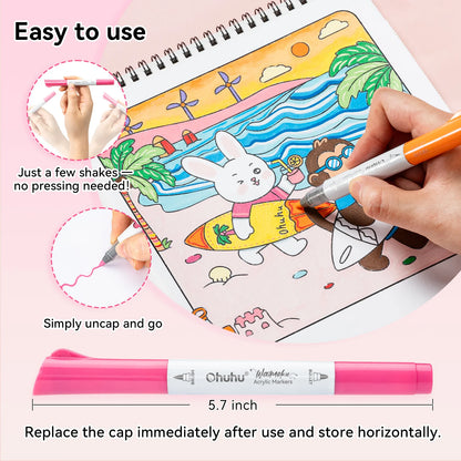 Ohuhu Waimoku 24 Colours Automatic Ink Control Acrylic Markers, Brush & Bullet