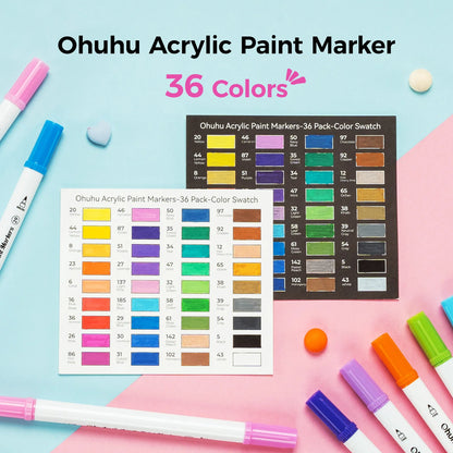 Ohuhu Acrylic Paint Markers 36 Colours, Fine & Dot