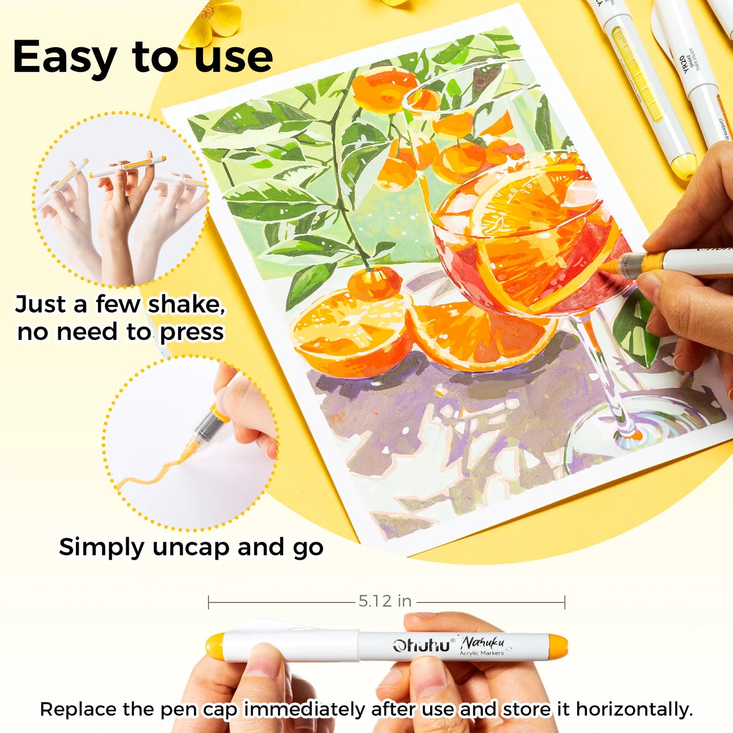 Ohuhu Nahuku 24 Colours Direct-ink Acrylic Markers