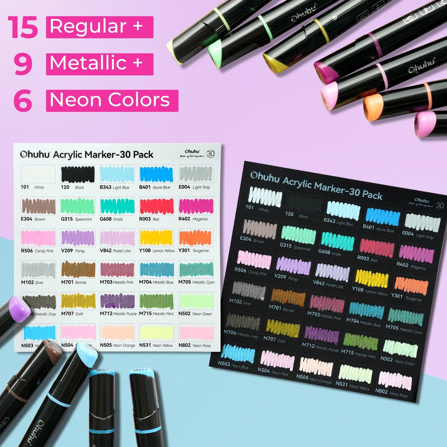 Ohuhu Acrylic Markers 30 Colours