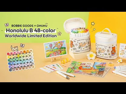 Ohuhu x Bobbie Goods Honolulu B 48 Colours Dual Tips Alcohol Art Markers, Brush & Fine