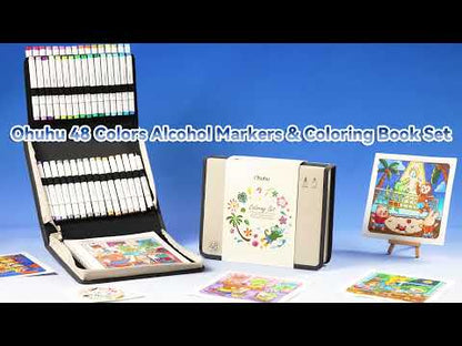 Ohuhu Honolulu B 48 Colours Alcohol Markers with Colouring Book