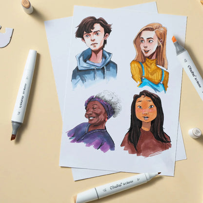Ohuhu Kaala 24 Colours Dual Tip Alcohol Markers, Skin Tones