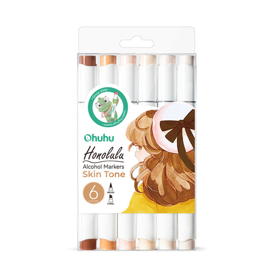 Ohuhu Honolulu 6 Skin Tone Colours Dual Tip Alcohol Art Markers